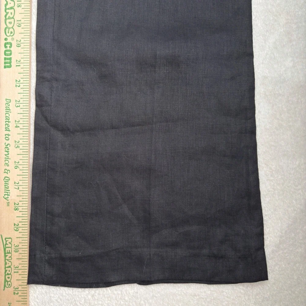 H&M Women Black 100% Linen Wide Leg Trousers Pants Size 8 Minimalist Summer